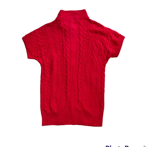 Red Short Sleeve Long Cardigan Sweater - Picture 2 of 4